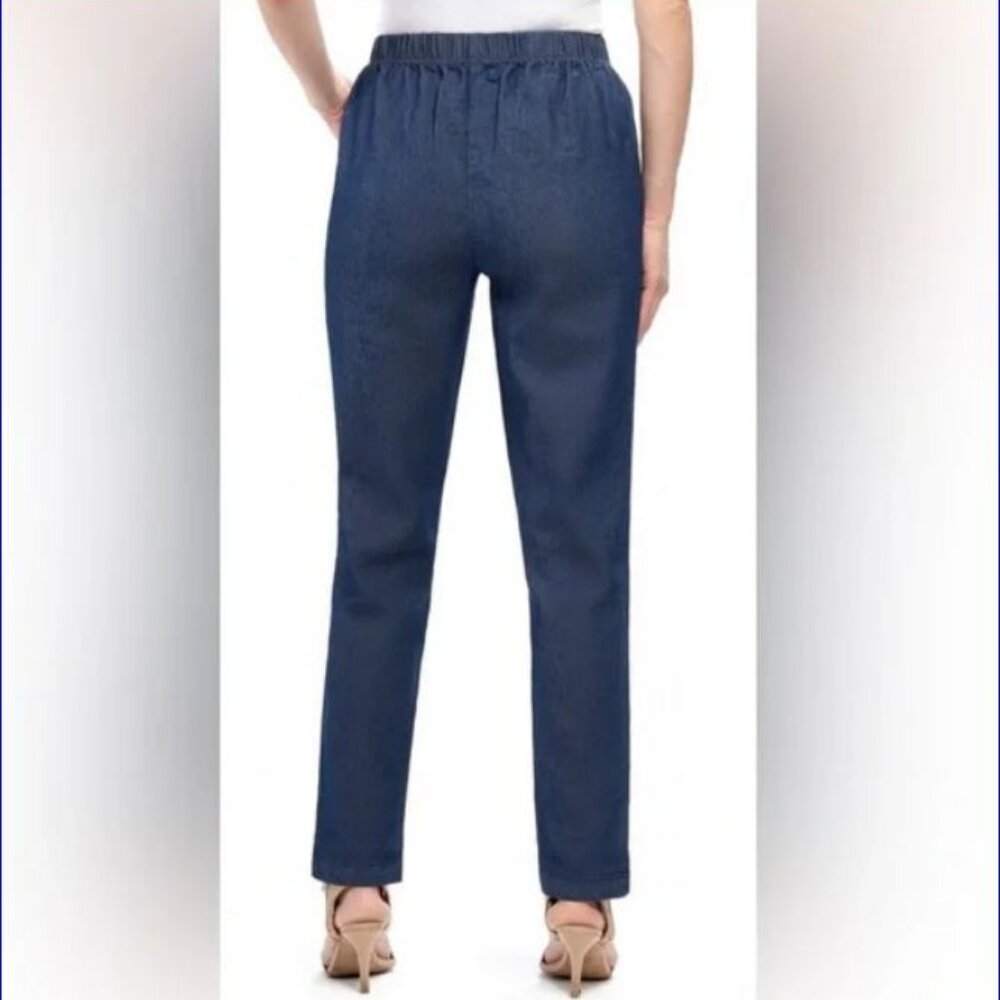 DENIM&CO "How Timeless"  2-Pocket Pull-On Straight Leg Jeans - Size Large - Picture 6 of 11